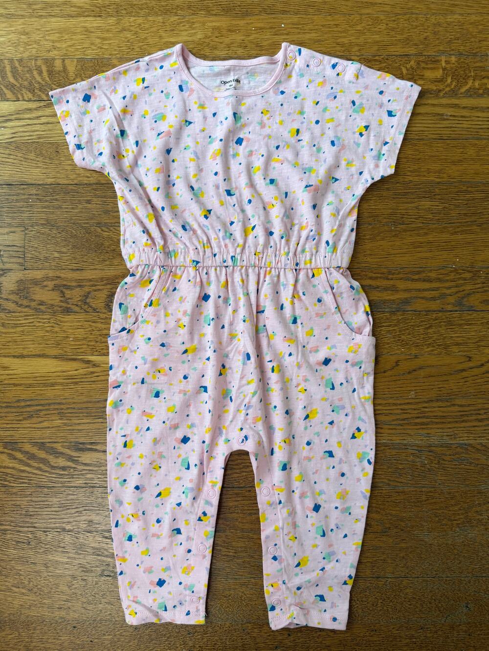 Open Edit Girls' Pink Confetti Romper Size 18 Months